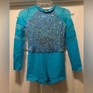 Weissman Turquoise Sequin Dance Costume